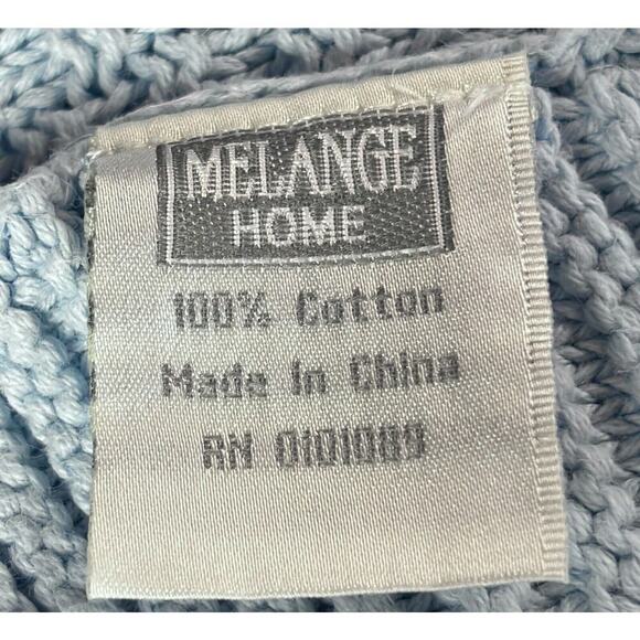 Melange Home Throw Blanket Light Blue 100% Cotton Cable Knit 56" X 54" - Picture 4 of 6